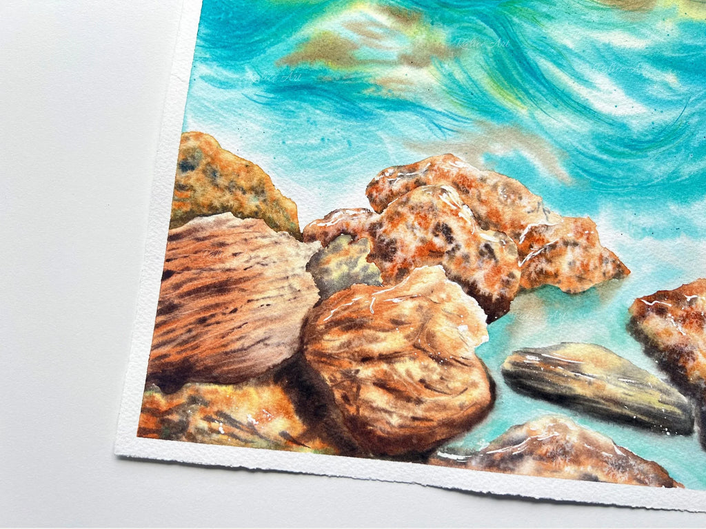 Rocky Seascape - Original Watercolor Painting
