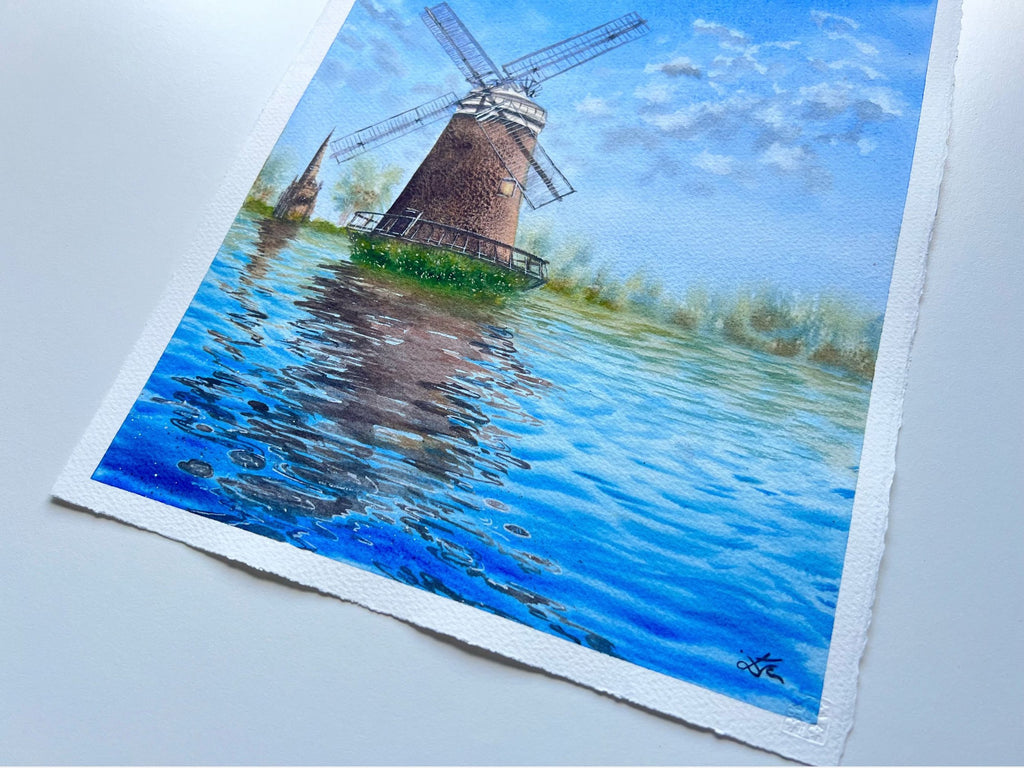 Windmill's Reflections - Original Watercolor Painting