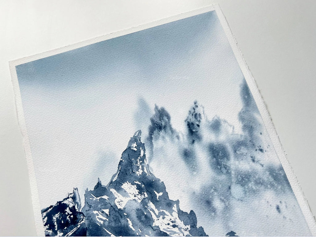 Textures - Original Watercolor Mountain Painting
