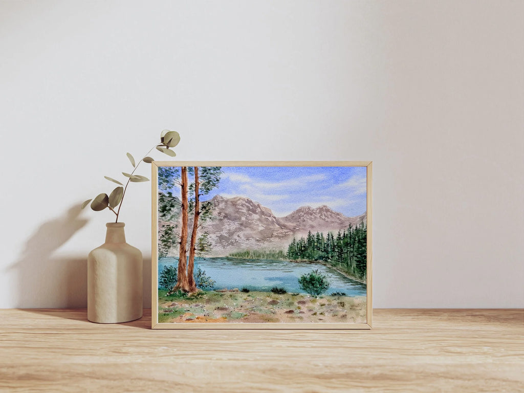 Calm Mountain Lake - Original Watercolor Painting