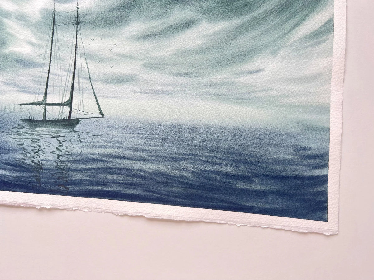 Stronger Than The Storm - Sailing Boat Original Watercolor Painting