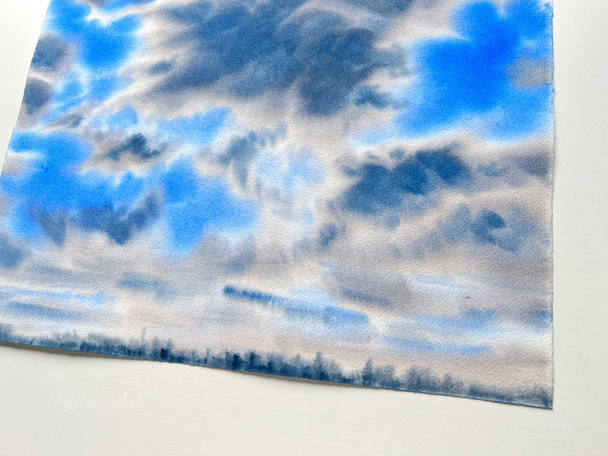 Warm Clouds - Original Watercolor Cloud Painting