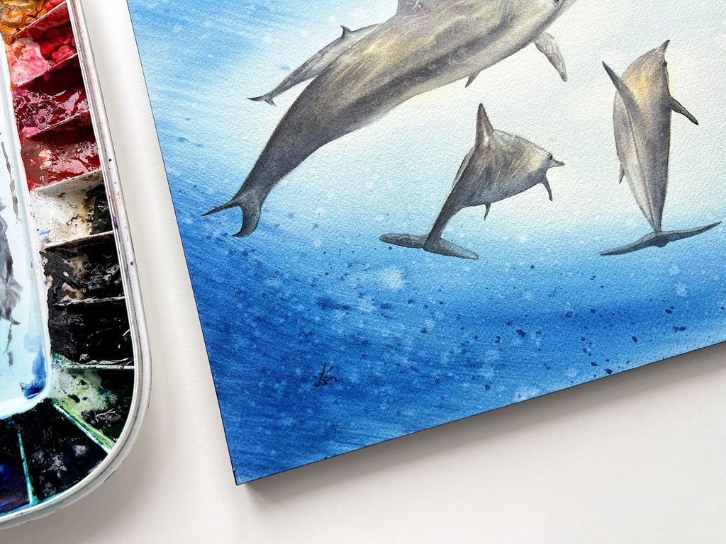 Dolphins  - Original Watercolor Painting