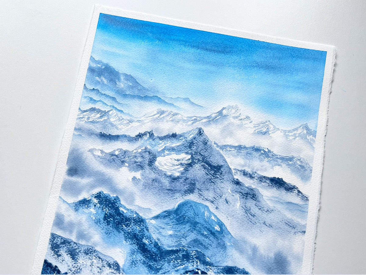 Rolling Hills - Original Watercolor Mountain Painting