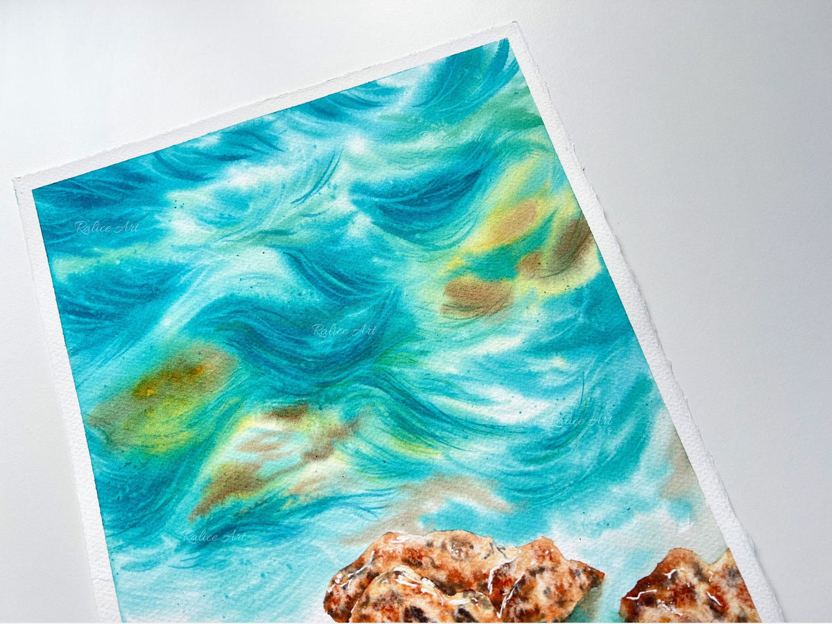 Rocky Seascape - Original Watercolor Painting