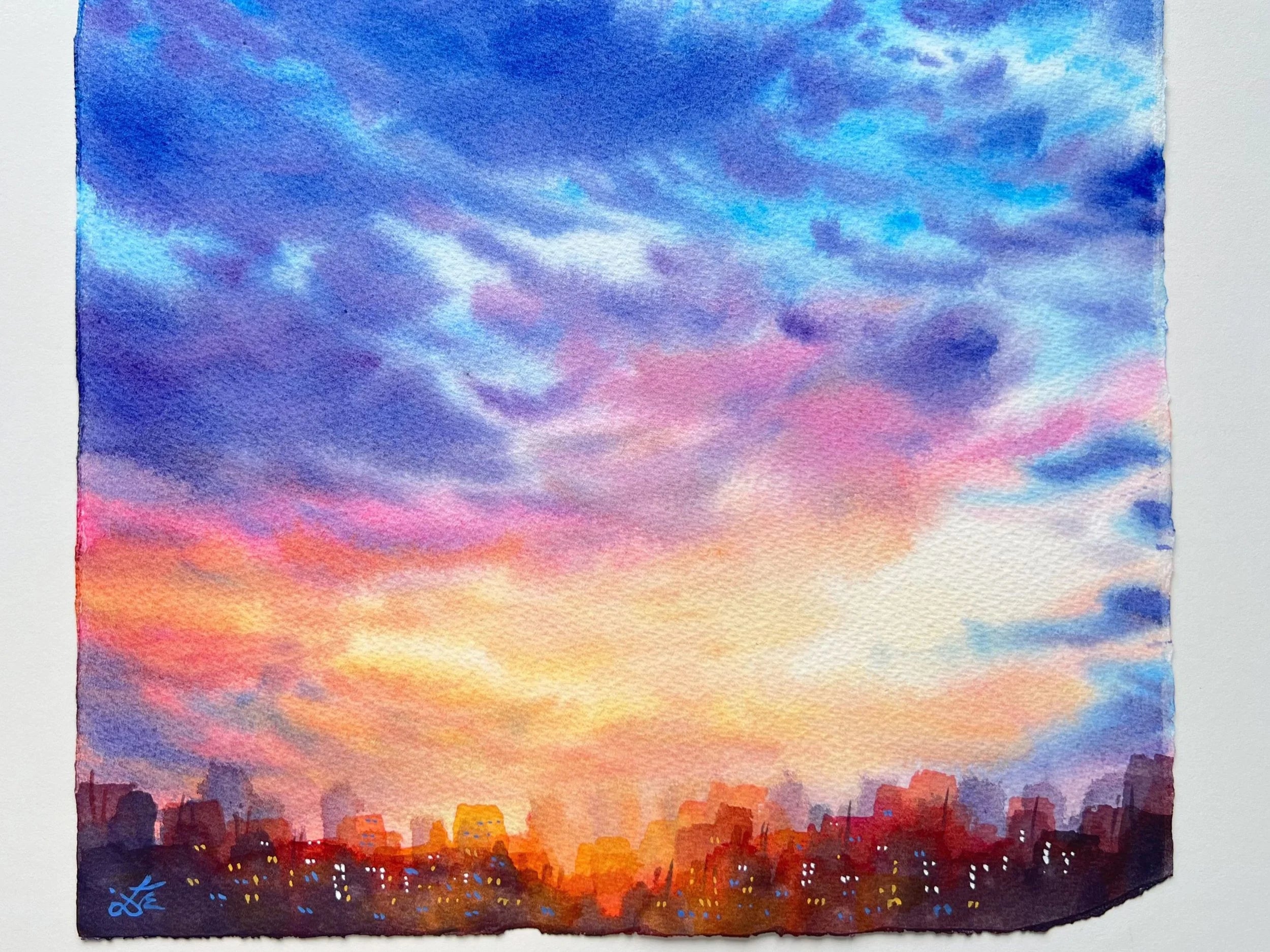 Blue Clouds - Original Watercolor Painting