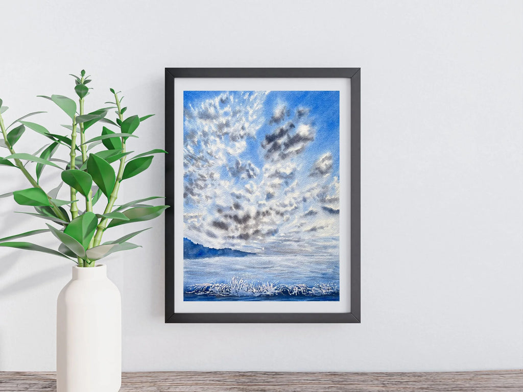 Fluffy Cirrocumulus Clouds - Original Watercolor Painting