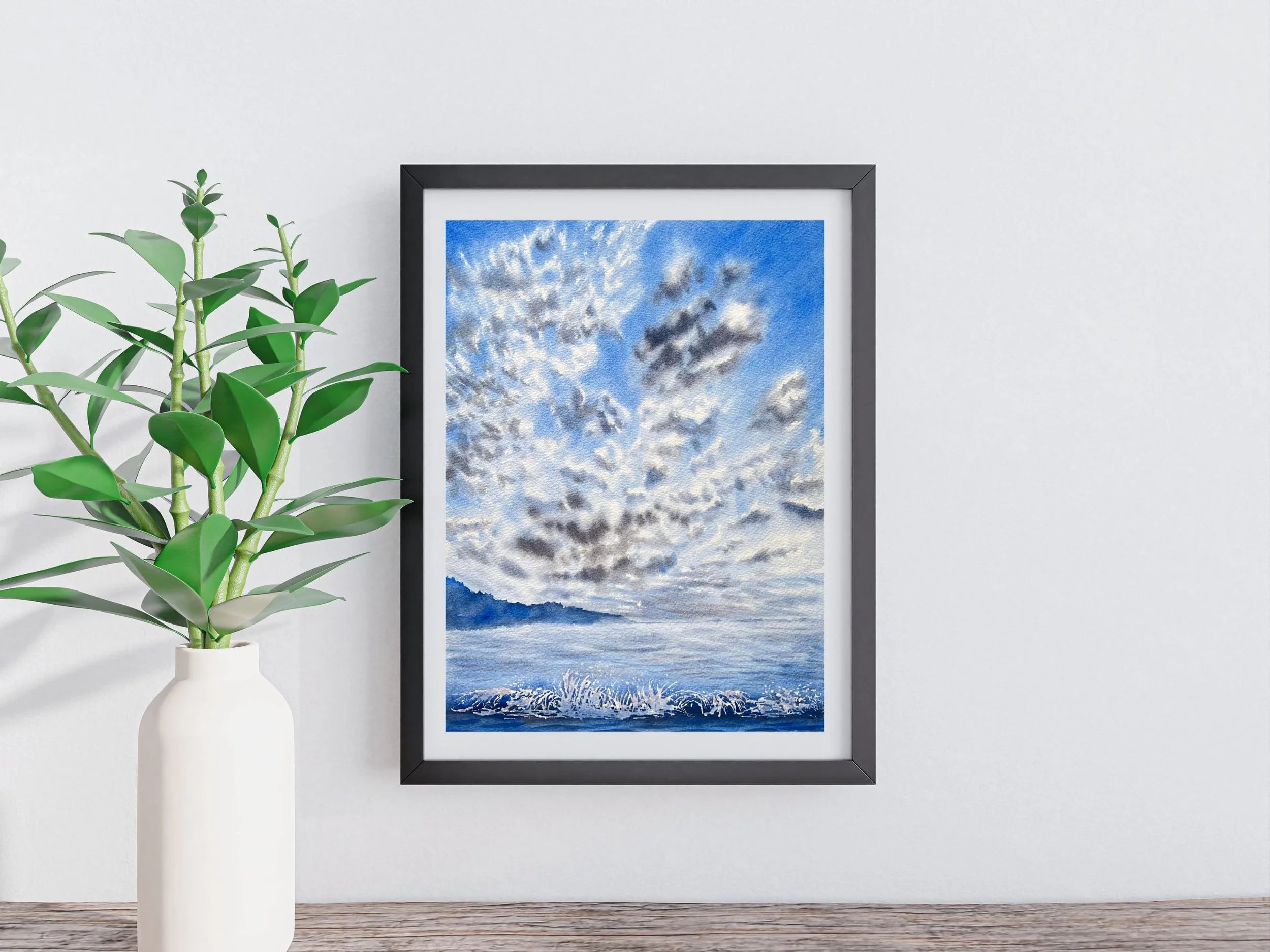 Fluffy Cirrocumulus Clouds - Original Watercolor Painting