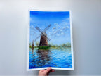 Windmill's Reflections - Original Watercolor Painting