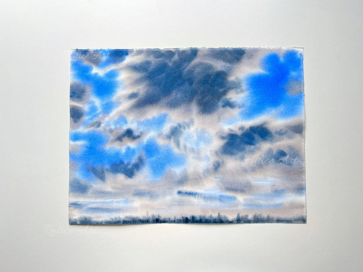 Warm Clouds - Original Watercolor Cloud Painting