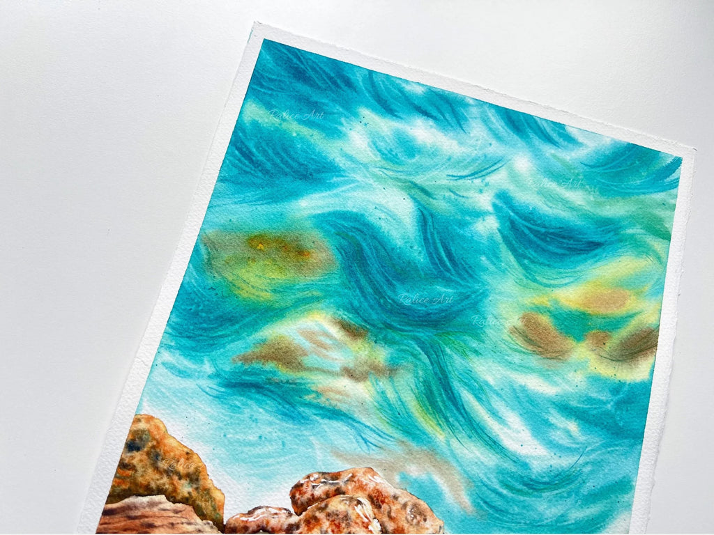 Rocky Seascape - Original Watercolor Painting