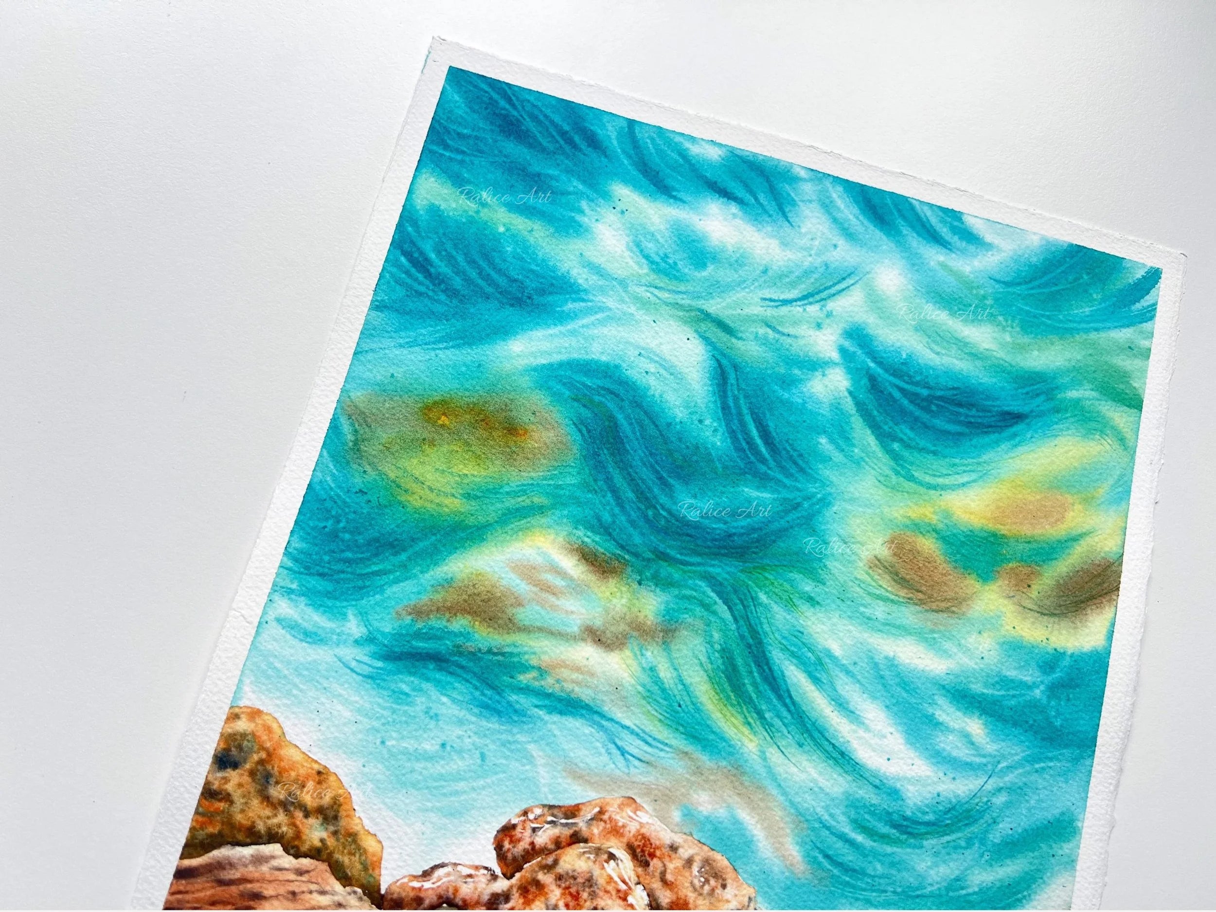 Rocky Seascape - Original Watercolor Painting