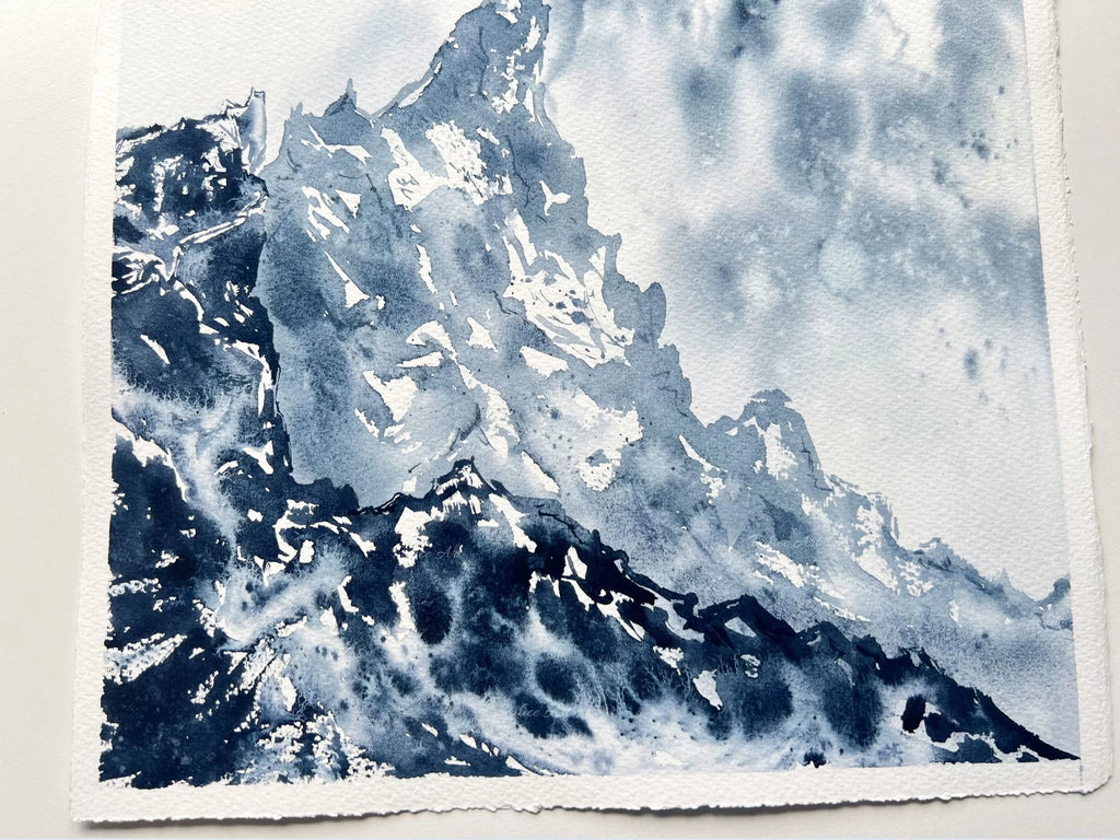 Textures - Original Watercolor Mountain Painting