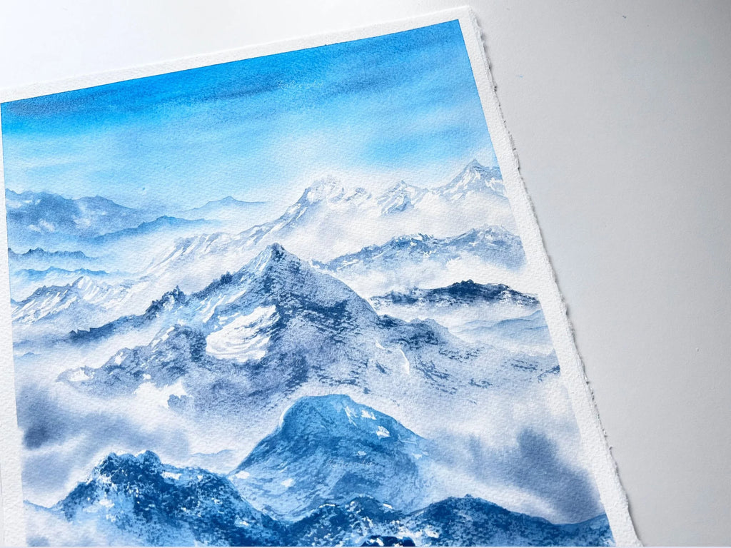 Rolling Hills - Original Watercolor Mountain Painting