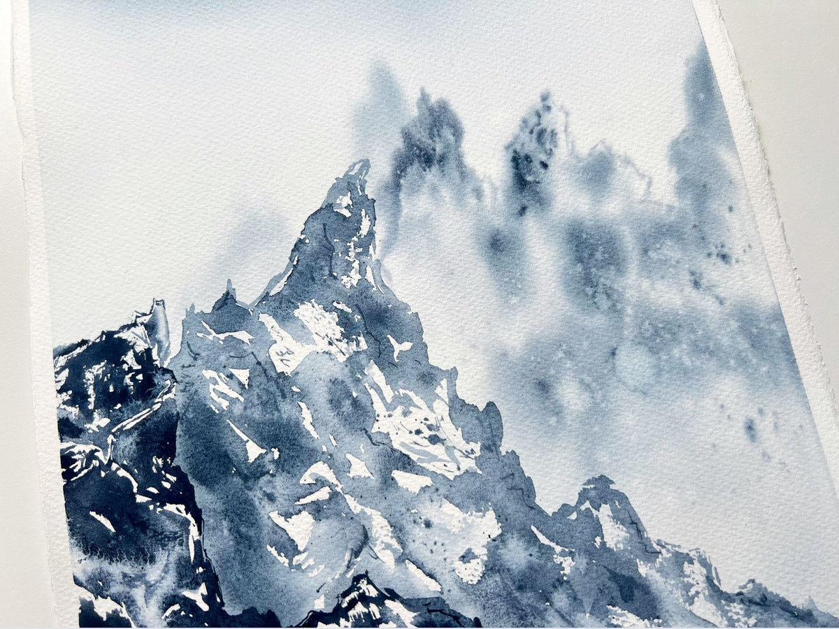 Textures - Original Watercolor Mountain Painting