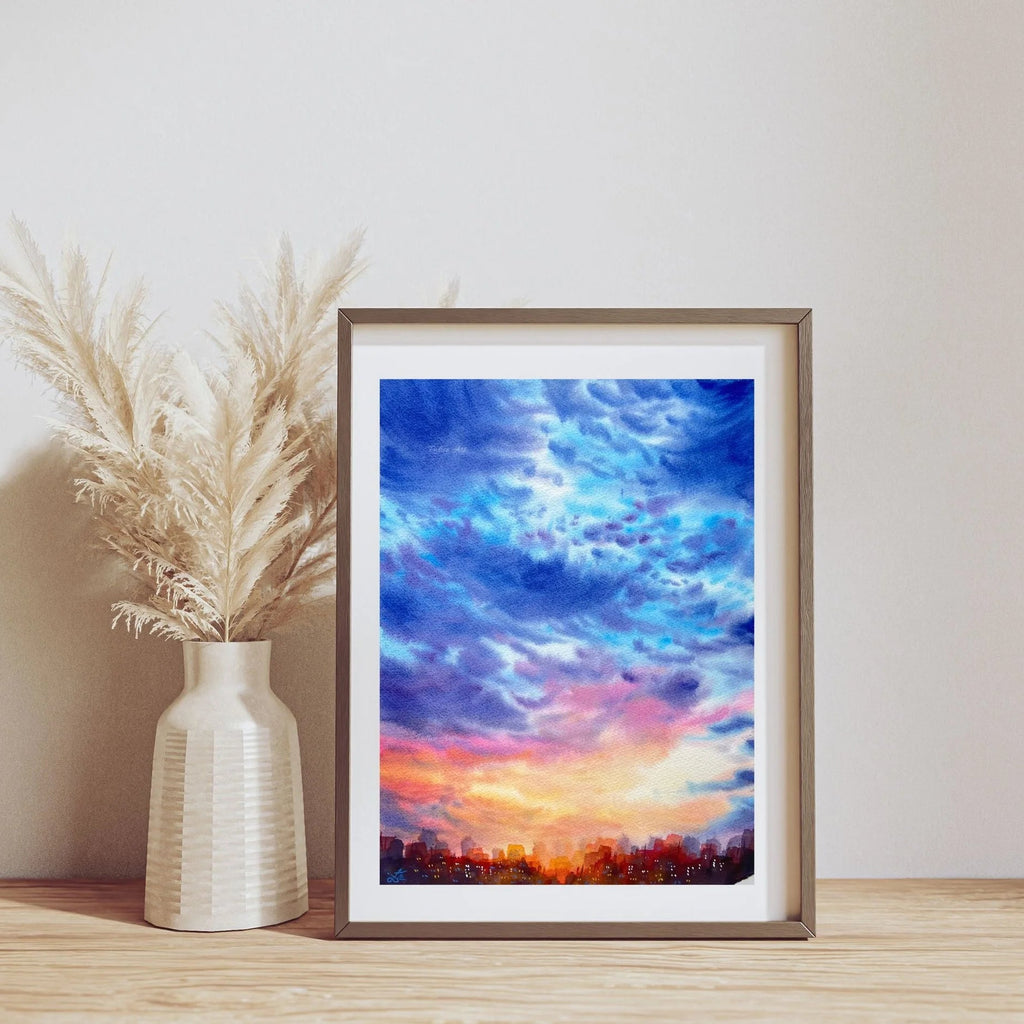 Blue Clouds - Original Watercolor Painting