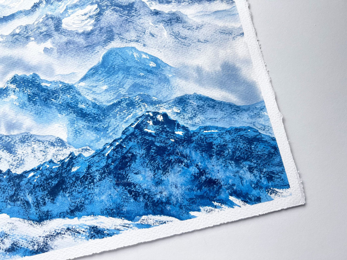 Rolling Hills - Original Watercolor Mountain Painting