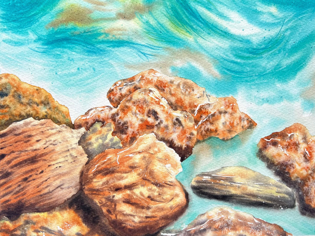 Rocky Seascape - Original Watercolor Painting