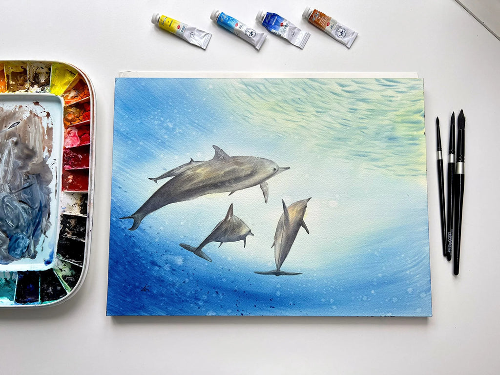 Dolphins  - Original Watercolor Painting