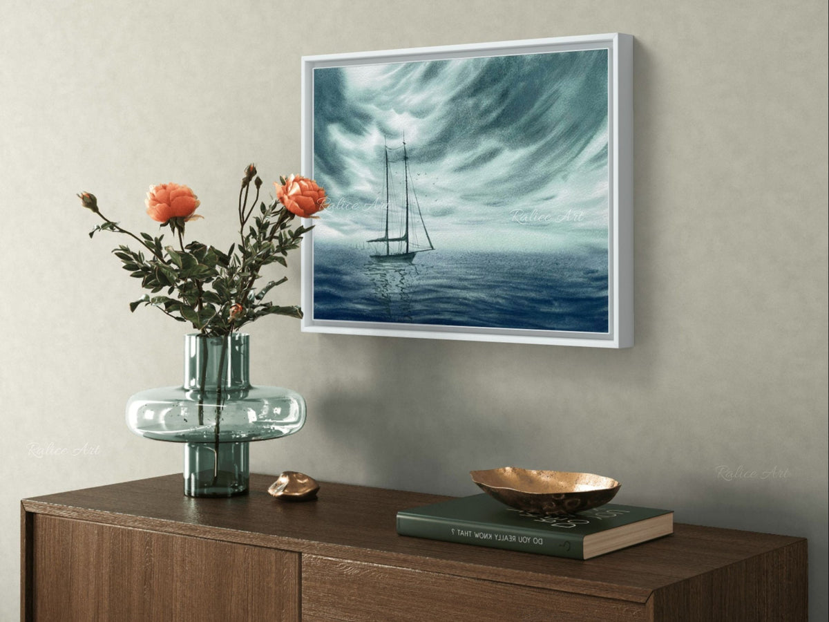 Stronger Than The Storm - Sailing Boat Original Watercolor Painting
