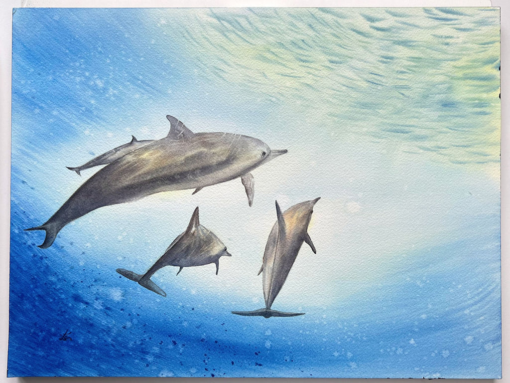 Dolphins  - Original Watercolor Painting