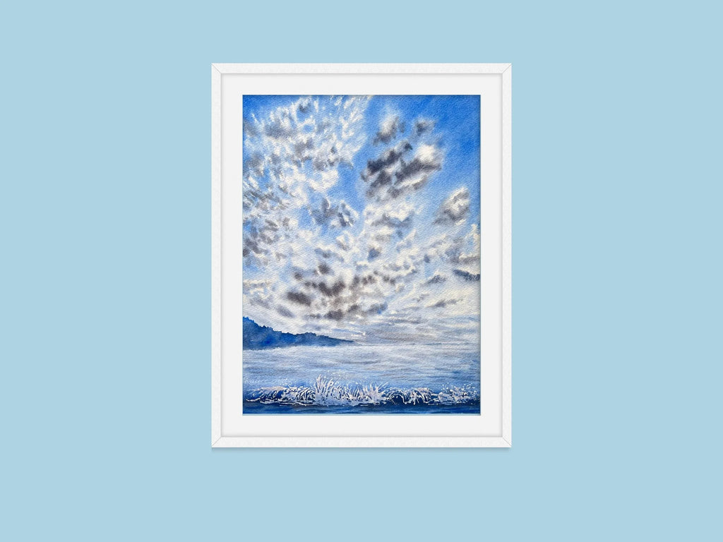 Fluffy Cirrocumulus Clouds - Original Watercolor Painting