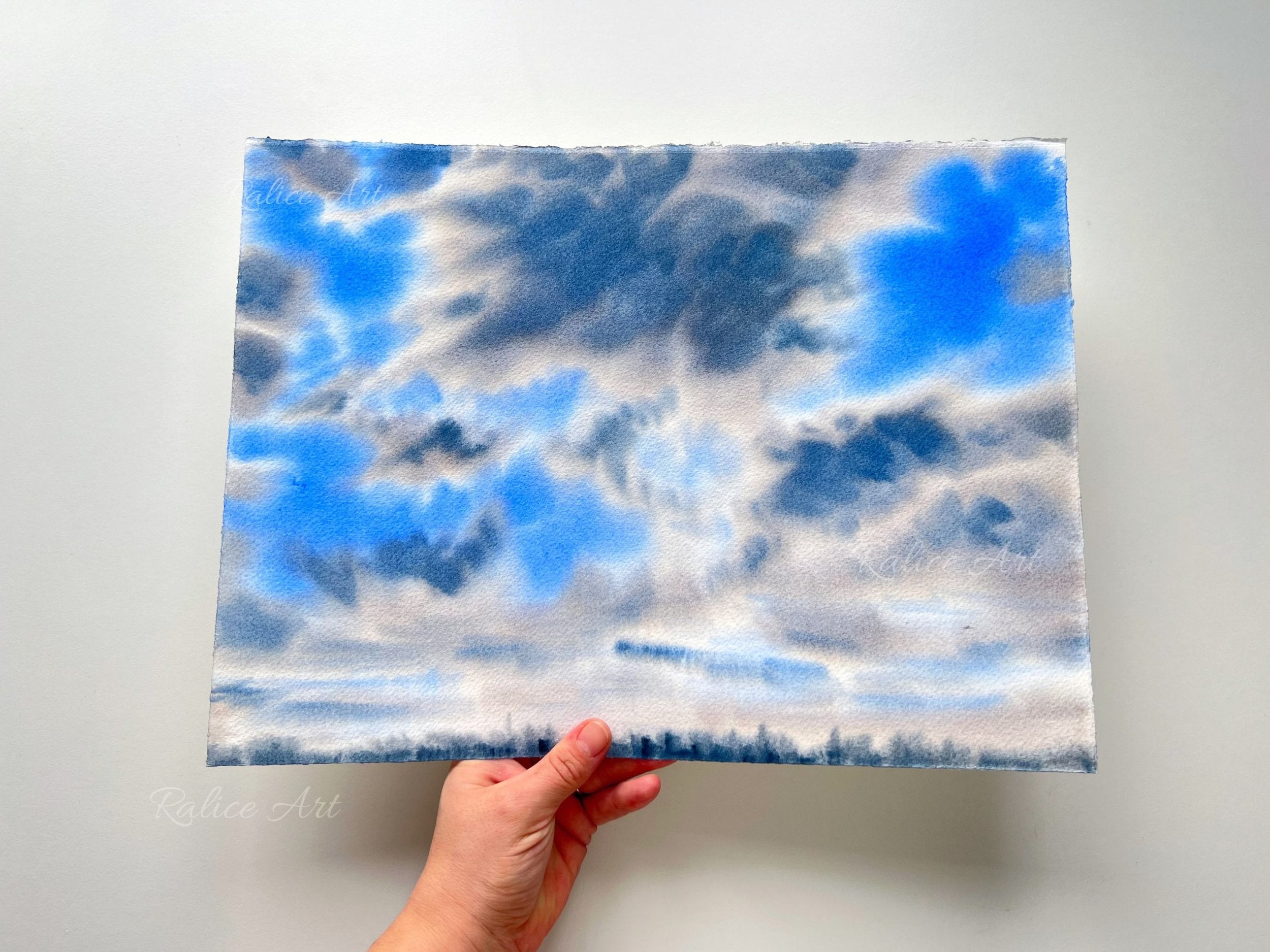 Warm Clouds - Original Watercolor Cloud Painting