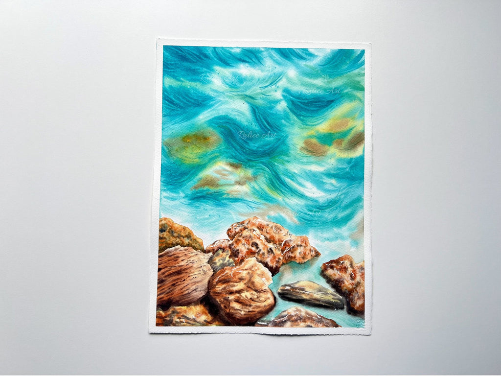 Rocky Seascape - Original Watercolor Painting