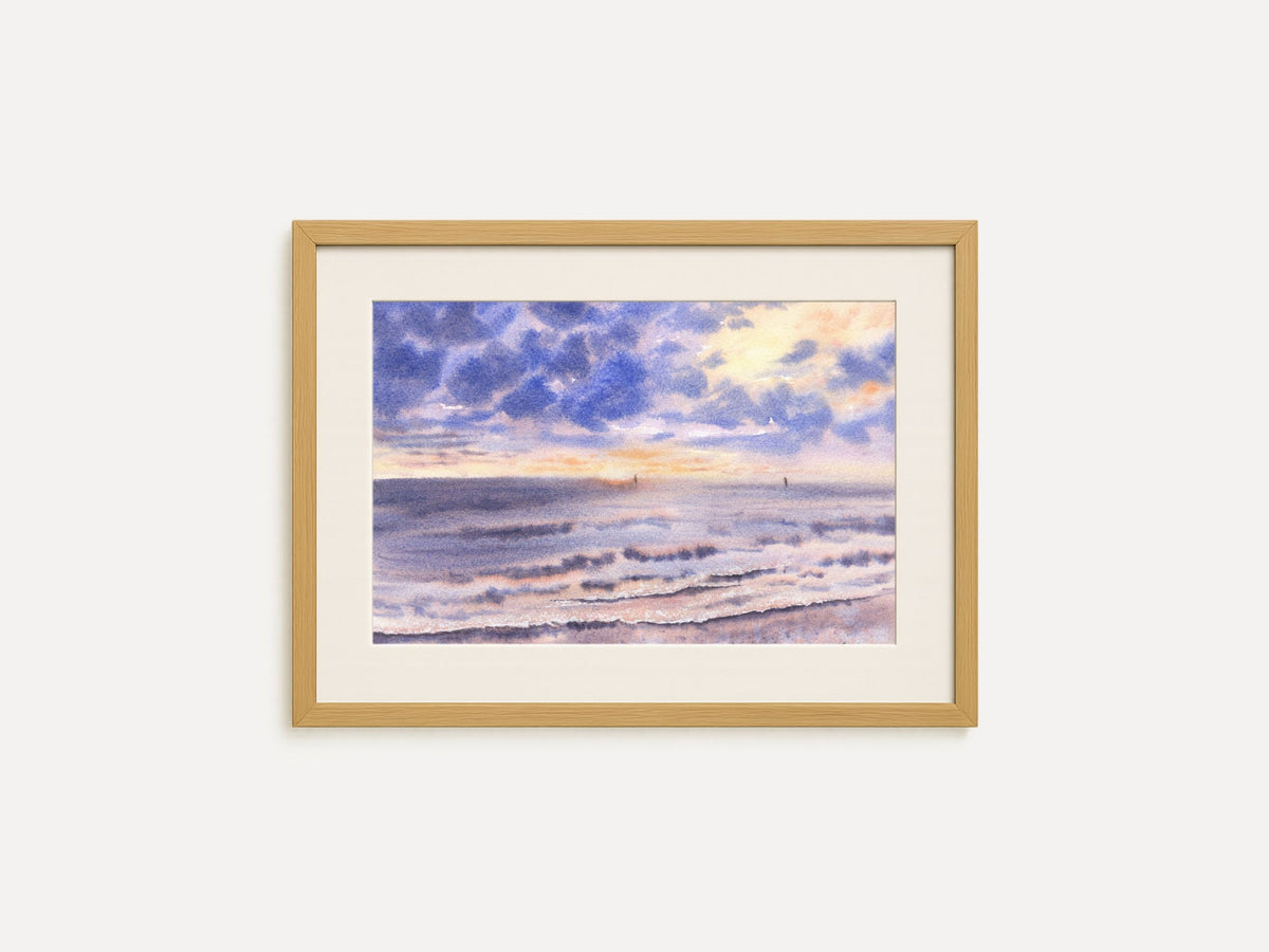 Vibrant Sunset on the Seashore - Art Print
