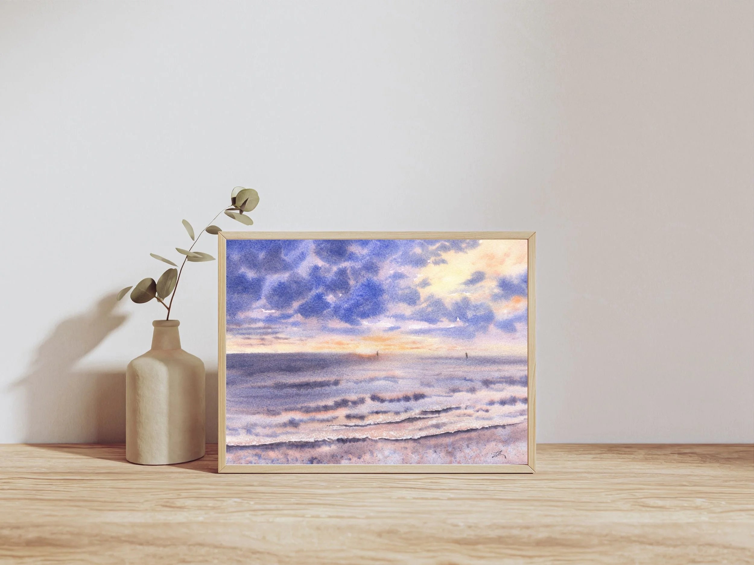 Vibrant Sunset on the Seashore - Art Print