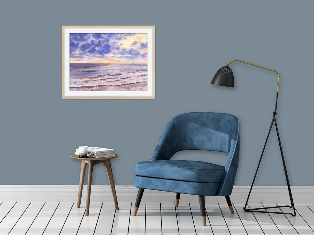 Vibrant Sunset on the Seashore - Art Print