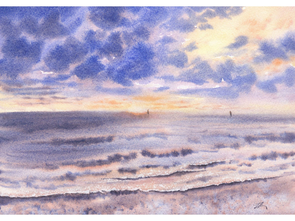 Vibrant Sunset on the Seashore - Art Print
