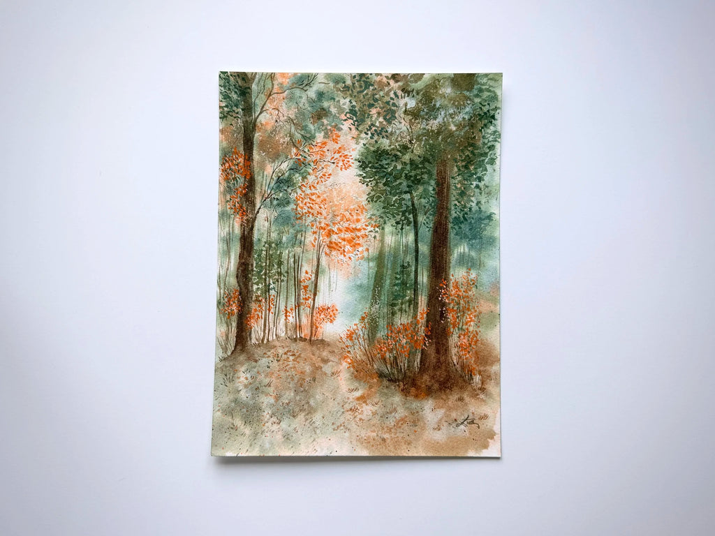 Autumn Forest Vibes - Original Watercolor Painting