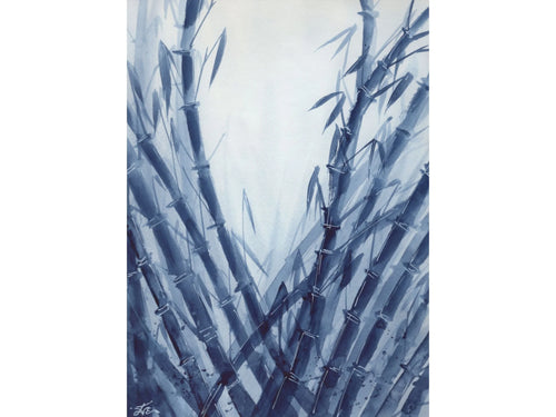 Blue Bamboo Forest - Art Print