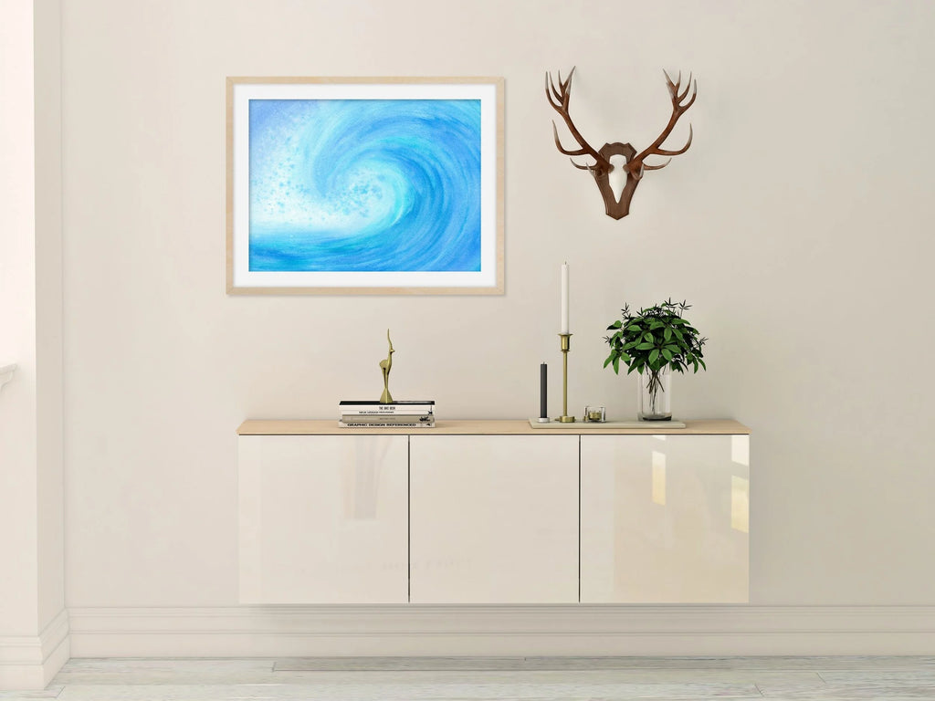 Crashing Blue Ocean Wave - Art Print