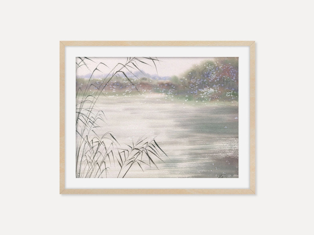 Dreamy Lake Landscape with Reeds - Art Print