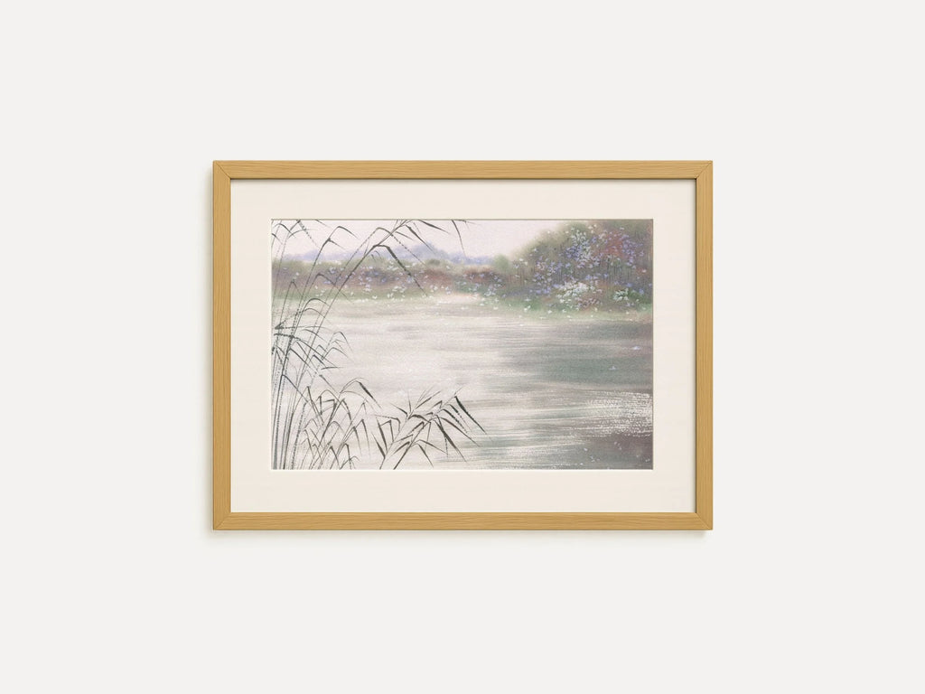 Dreamy Lake Landscape with Reeds - Art Print