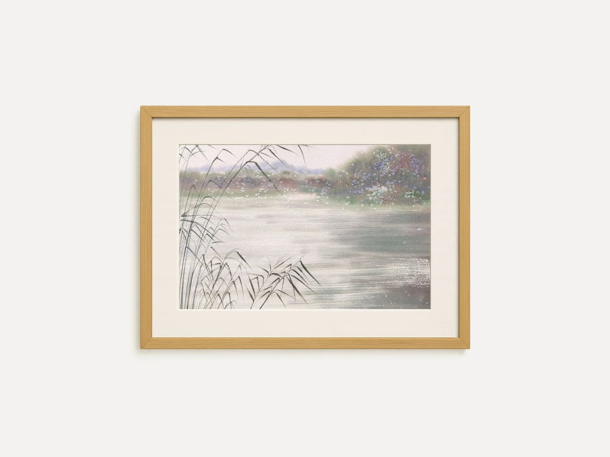 Dreamy Lake Landscape with Reeds - Art Print