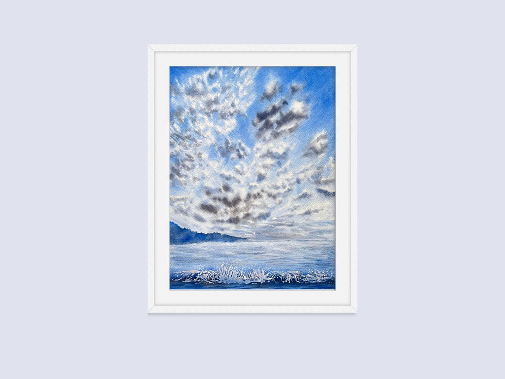 Fluffy Cirrocumulus Clouds - Original Watercolor Painting