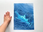 Glowing Sawfish  - Original Watercolor Painting of a Carpenter Shark