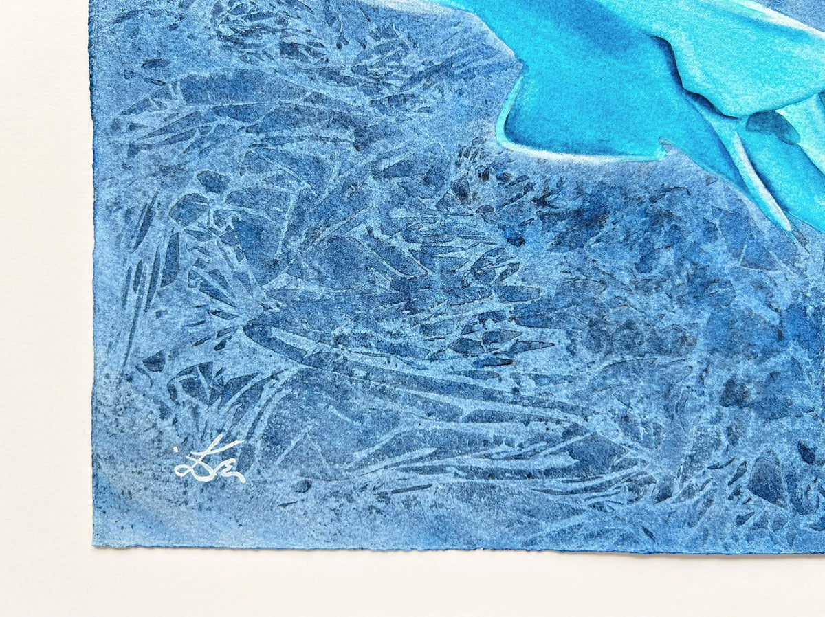 Glowing Sawfish  - Original Watercolor Painting of a Carpenter Shark