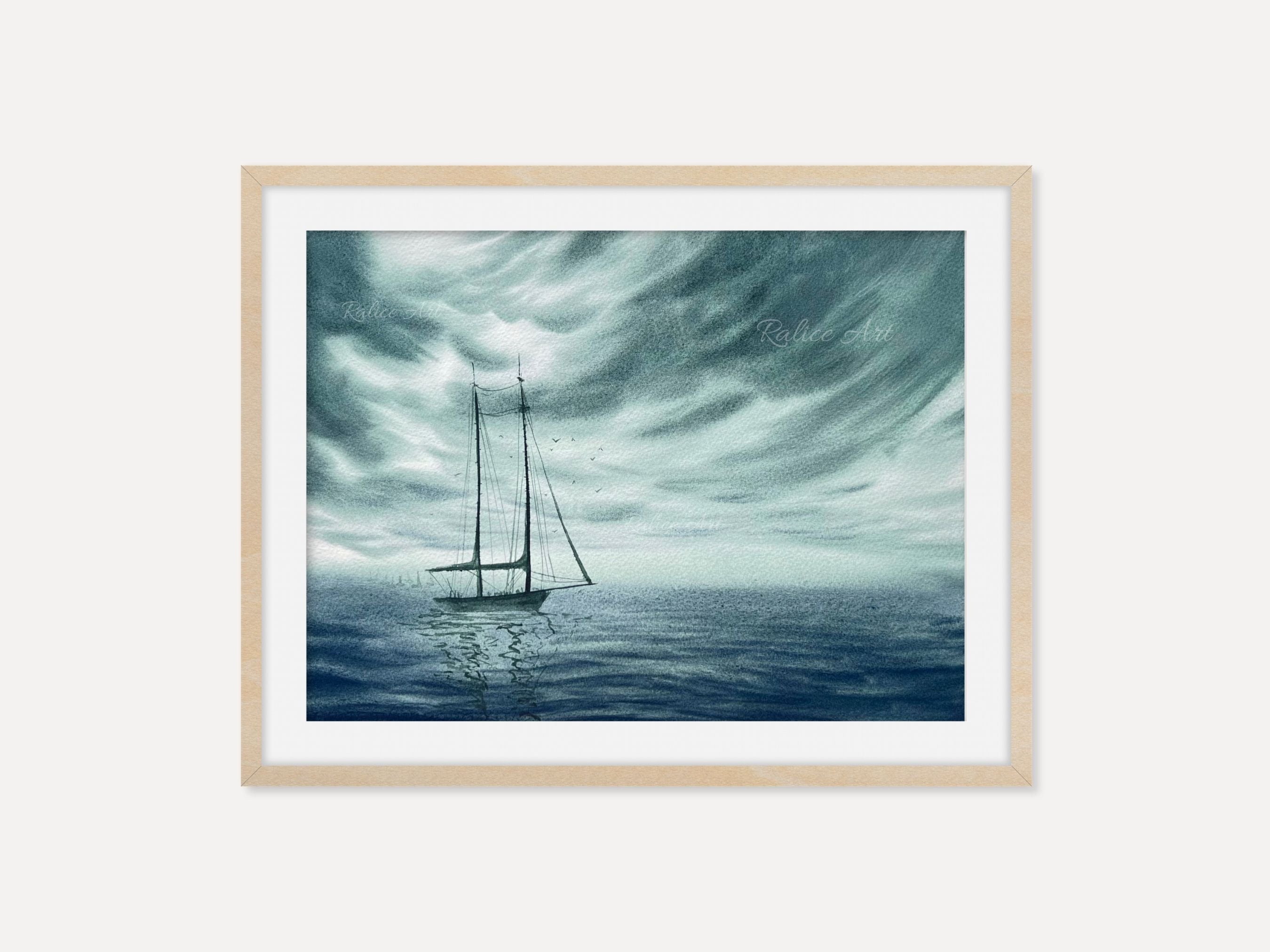 Stronger Than The Storm - Sailing Boat Original Watercolor Painting