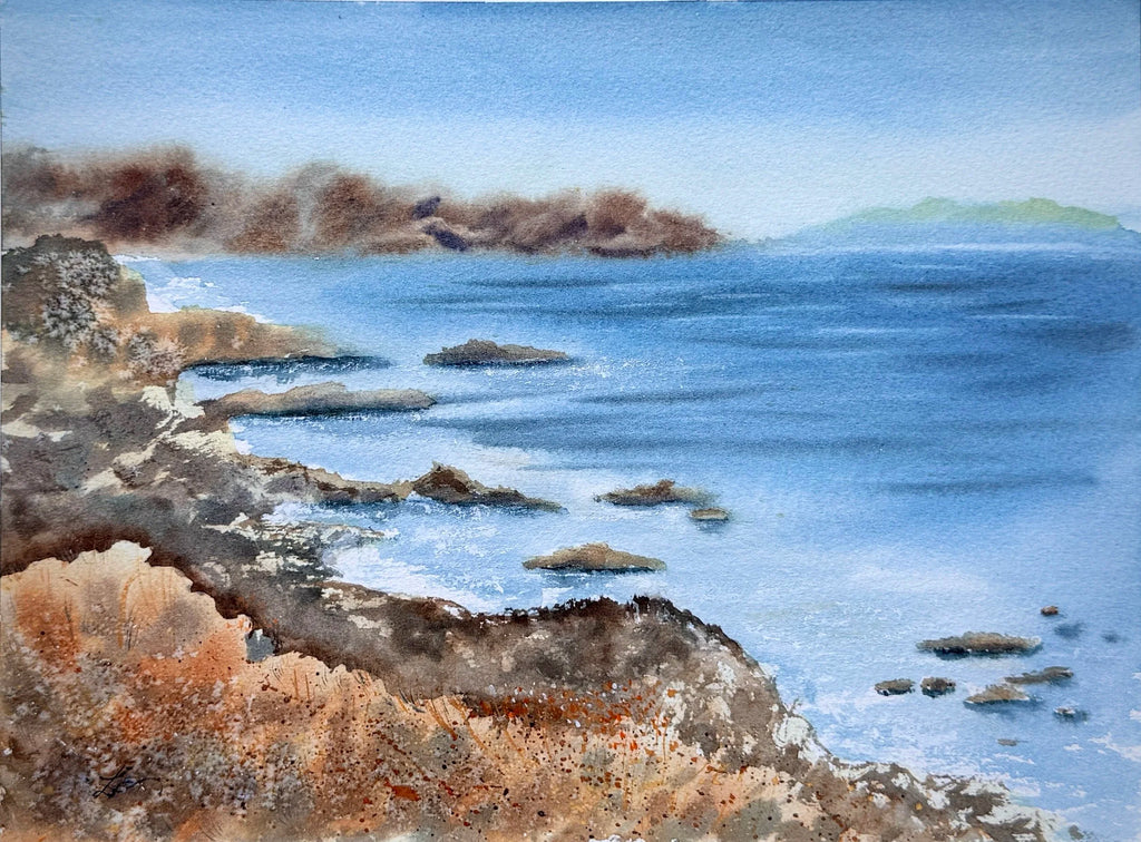 Rocky Shore - Original Watercolor Painting