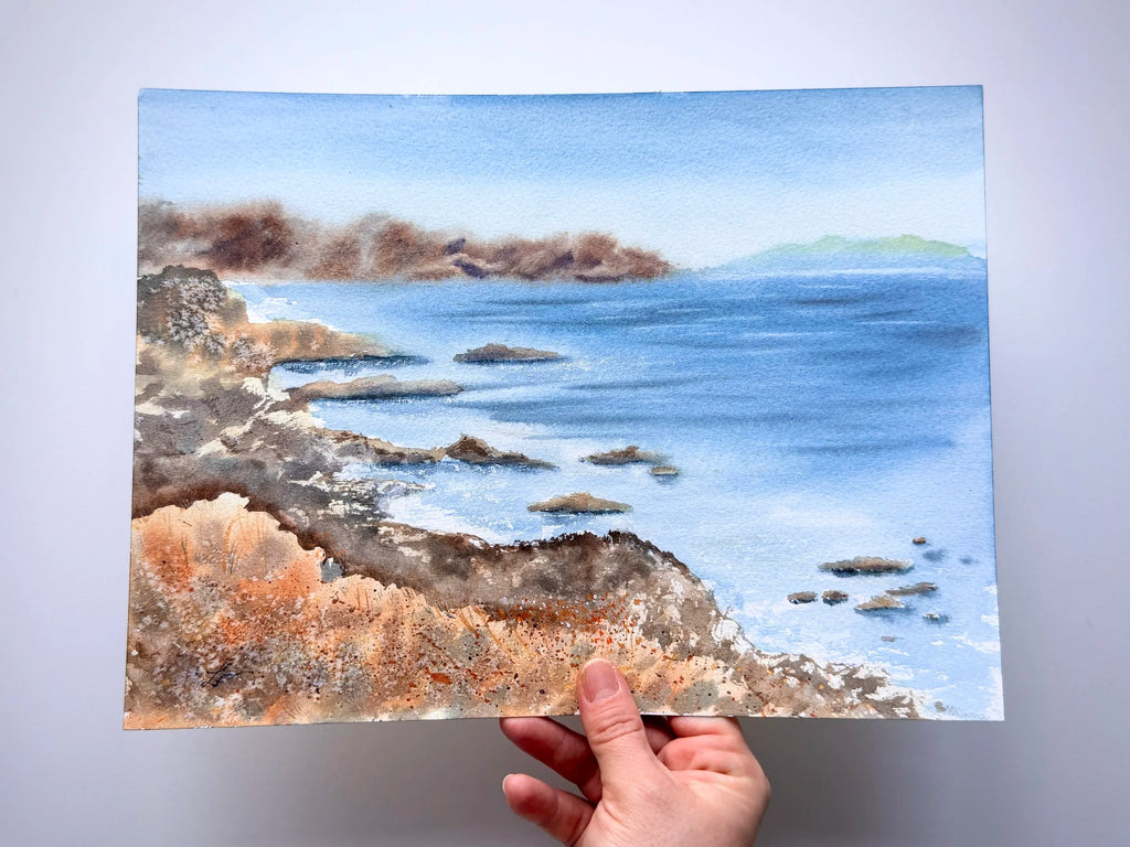 Rocky Shore - Original Watercolor Painting