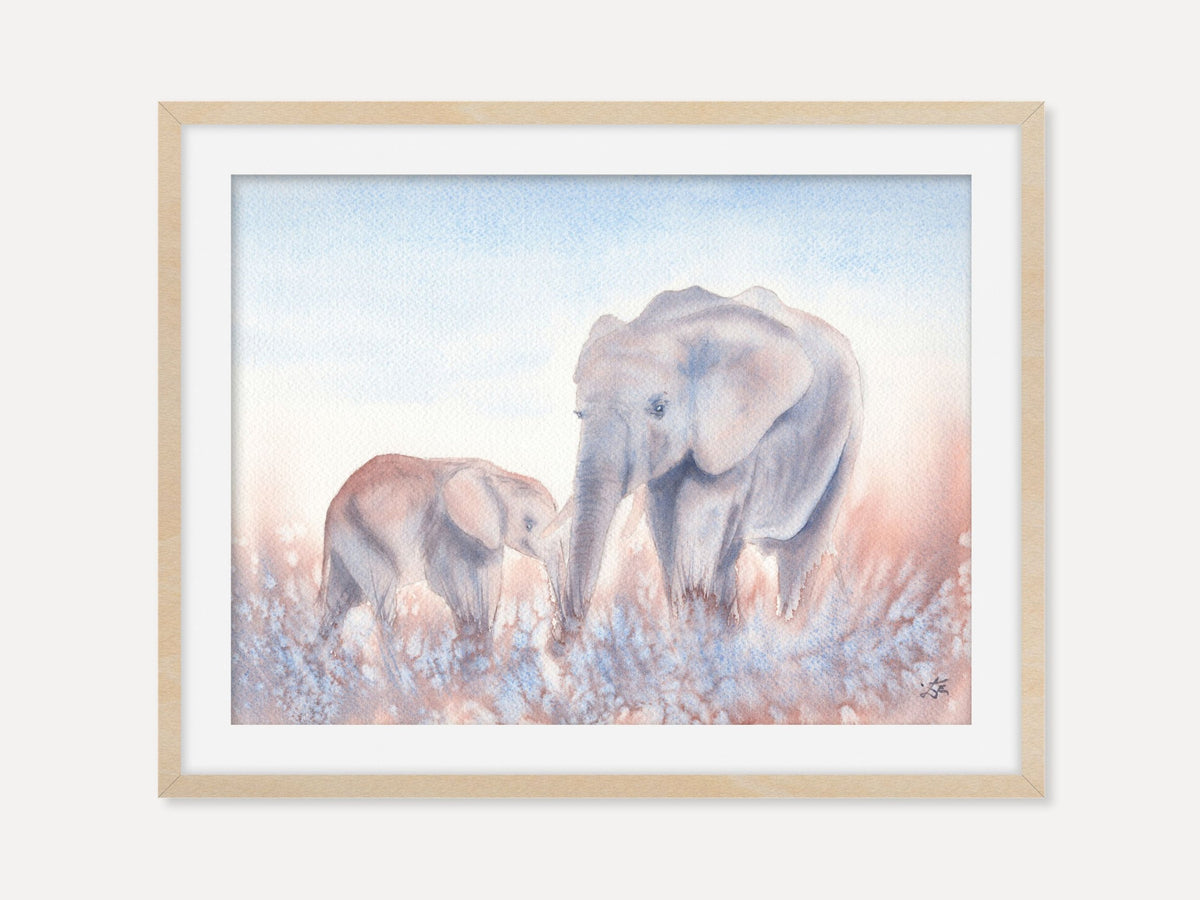 Mother and Baby Elephant - Art Print