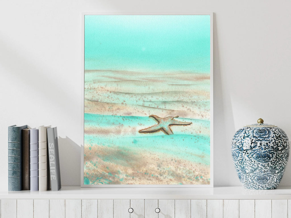 Mint Green Starfish - Art Print