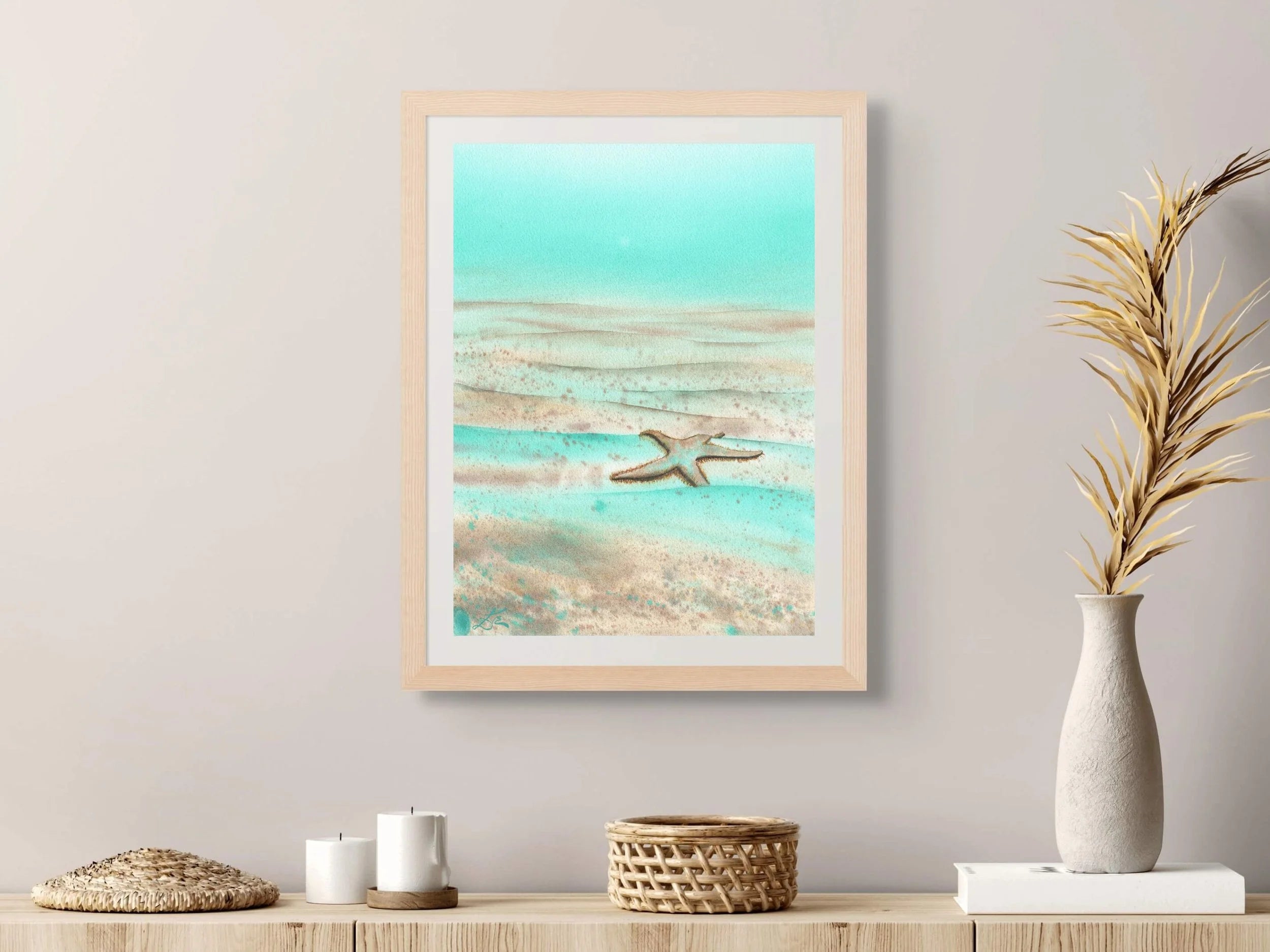 Mint Green Starfish - Art Print