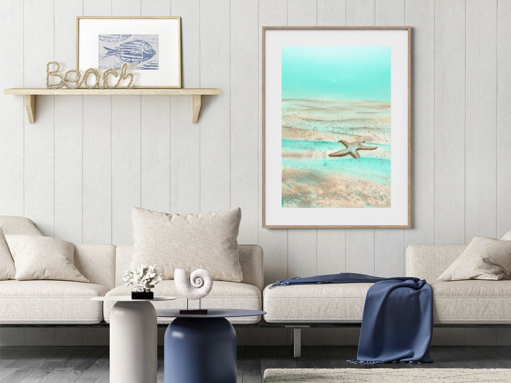 Mint Green Starfish - Art Print