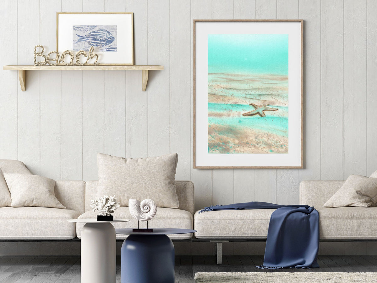 Mint Green Starfish - Art Print