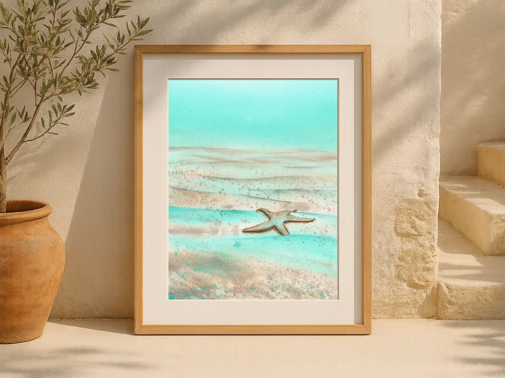 Mint Green Starfish - Art Print